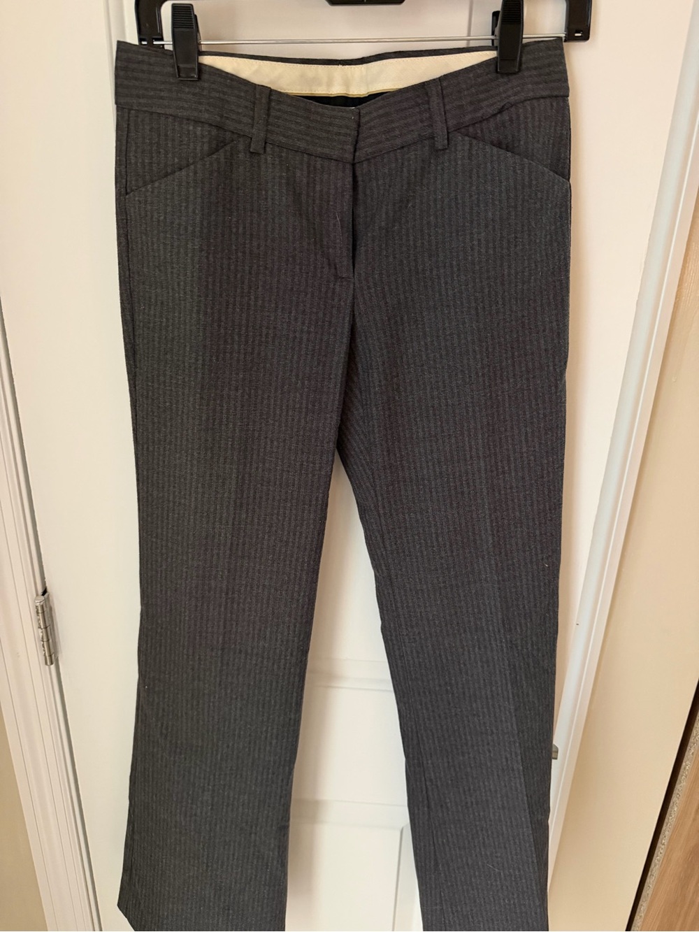 Theory Women's Dark Gray Pinstripe Trousers